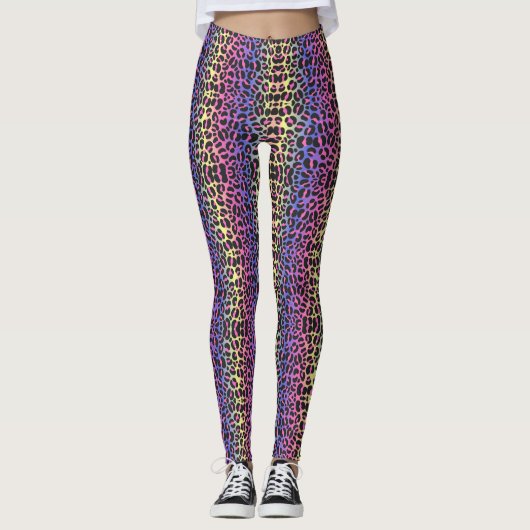 Neon Pop Leopard Print Leggings - Vet en stijlvol (Voorkant)