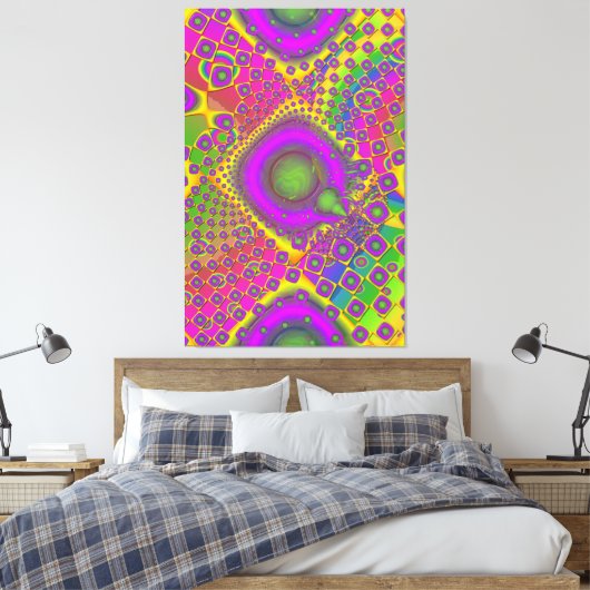 Neon Pop Paper Psychedelic Canvas Afdruk (Insitu (Slaapkamer))