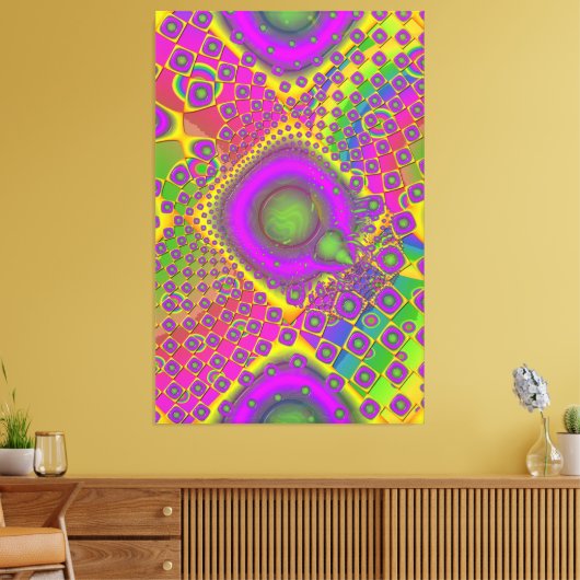 Neon Pop Paper Psychedelic Canvas Afdruk (Insitu (Woonkamer))