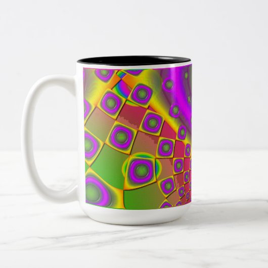 Neon Pop Paper Psychedelic Tweekleurige Koffiemok (Links)