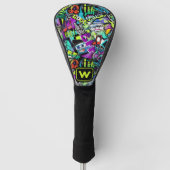 Neon Popmuziek Graffiti Straatkunst Monogramme Golfheadcover (Voorkant)