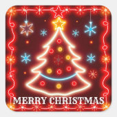 Neon Populair Kerstvakantie Collectie Vierkante Sticker (Voorkant)