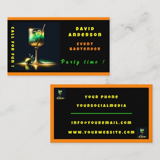 Neon Populaire Party Tijd Gepersonaliseerde Profes Visitekaartje (Voorkant / Achterkant)