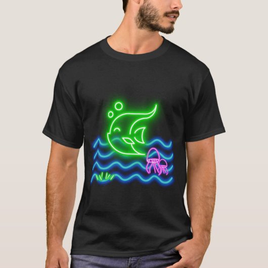 Neon Postkaarten Neon Print Vis T-shirt (Voorkant)