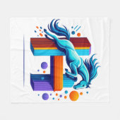 Neon Power Horse Jump Over H Letter Fleece Deken (Voorkant (Horizontaal))