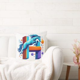 Neon Power Horse Jump Over H Letter Kussen