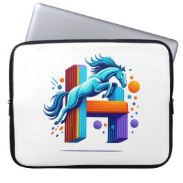 Neon Power Horse Jump Over H Letter Laptop Sleeve