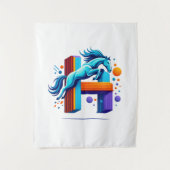Neon Power Horse Jump Over H Letter Wandkleed (Voorkant)