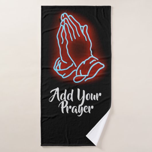 Neon Praying Hands personaliseren of aanpassen Badhanddoek (Badhanddoek)
