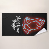 Neon Praying Hands personaliseren of aanpassen Badhanddoek (Badhanddoek)