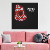 Neon Praying Hands personaliseren of aanpassen Canvas Afdruk (Insitu (Woonkamer))