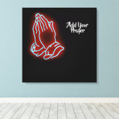 Neon Praying Hands personaliseren of aanpassen Canvas Afdruk (Insitu (Houten vloer))