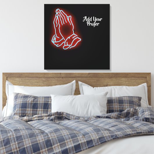 Neon Praying Hands personaliseren of aanpassen Canvas Afdruk (Insitu (Slaapkamer))