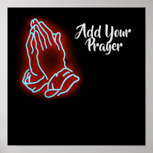Neon Praying Hands personaliseren of aanpassen Poster