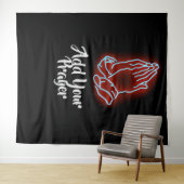 Neon Praying Hands personaliseren of aanpassen Wandkleed (In Situ (horizontaal))