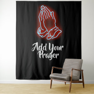 Neon Praying Hands personaliseren of aanpassen Wandkleed