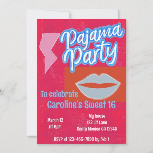 Neon Preppy Pajama Party Birthday Kaart (Voorkant)