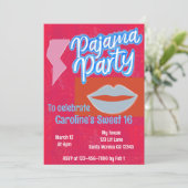 Neon Preppy Pajama Party Birthday Kaart (Staand voorkant)