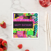 Neon Pret Fun Bright Mooi Kleurrijk Funky 80'er Fe Servetten (Insitu)