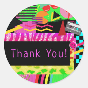 Neon Pret Fun Bright Mooi Kleurrijk Funky 80's Fee Ronde Sticker