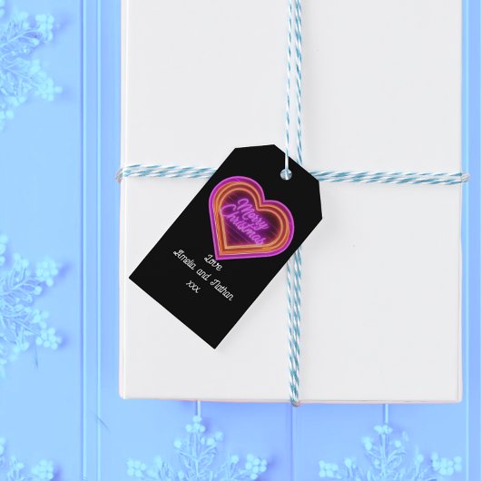 Neon Prettig Kerstmis Persoonlijk Cadeaulabel