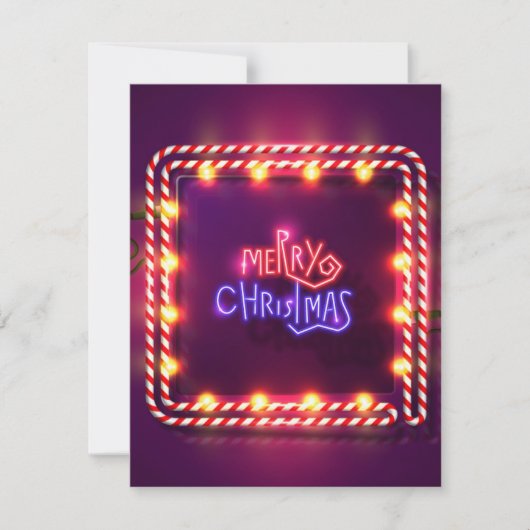 Neon Prettig Kerstmis Suikerstok Feestdagenkaart (Voorkant)