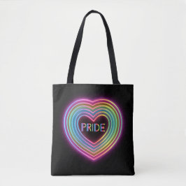 Neon Pride Heart Tote Bag
