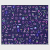 Neon Prinses Verjaardags Inpakpapier (Vlak)