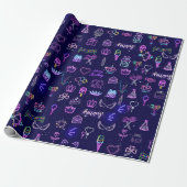Neon Prinses Verjaardags Inpakpapier (Uitgerold)