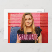 Neon Print Afstuderen Fotoaankondiging Magnet Briefkaart (Voorkant / Achterkant)