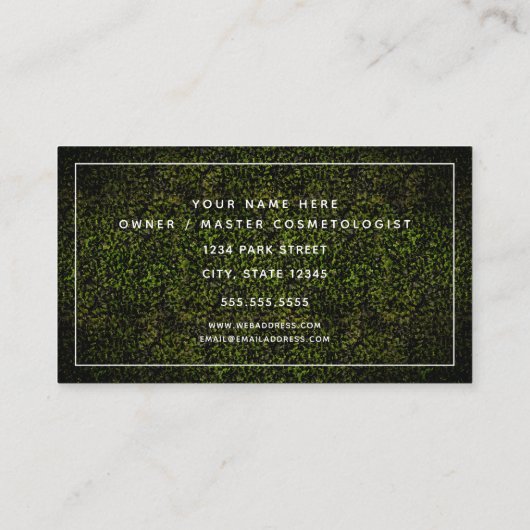 Neon Print Boxwood Hair Salon Cosmetoloog Visitekaartje (Achterkant)