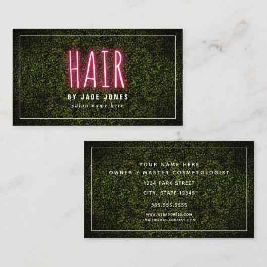 Neon Print Boxwood Hair Salon Cosmetoloog Visitekaartje (Voorkant / Achterkant)