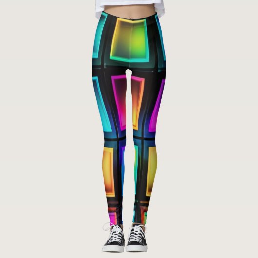 Neon Prism Grid Leggings (Voorkant)