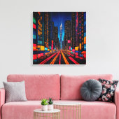 Neon Prism Metropolis Canvas Afdruk (Insitu (Woonkamer))