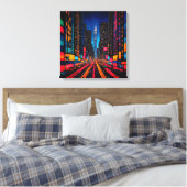 Neon Prism Metropolis Canvas Afdruk (Insitu (Slaapkamer))