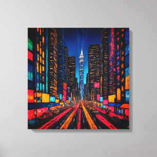 Neon Prisma Metropol Canvas Afdruk