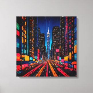 Neon Prisma Metropol Canvas Afdruk