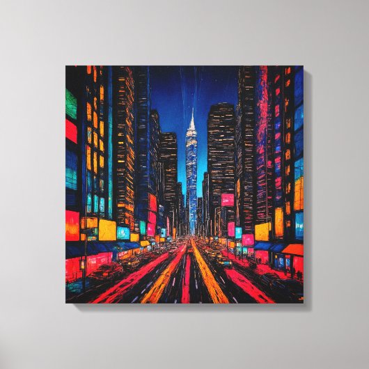 Neon Prisma Metropol Canvas Afdruk (Voorkant)
