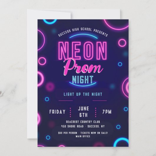 Neon Prom Nacht Kaart (Voorkant)