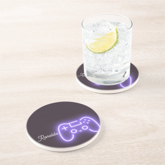 NEON PS4 handvat aangepaste naam Zandsteen Onderzetter (Zijkant)