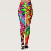 Neon Psychedelic Abstract Cool Cute Fractal Leggings (Achterkant)