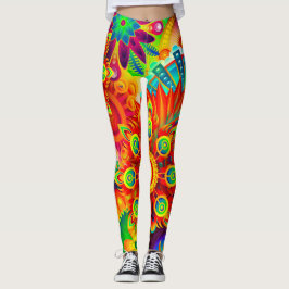 Neon Psychedelic Abstract Cool Cute Fractal Leggings