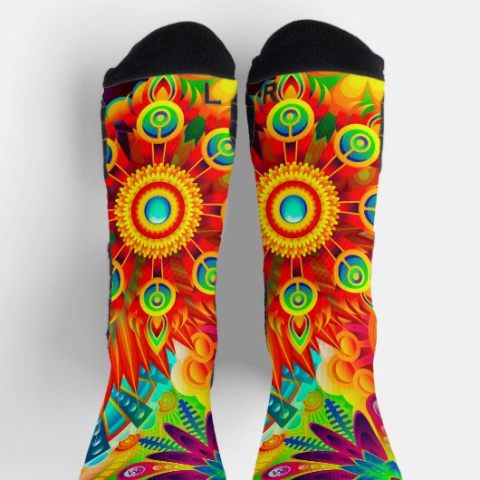 Neon Psychedelic Abstract Cool Cute Fractal Sokken (Top)