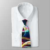 Neon Psychedelic Abstracte Wavy Electric Art Stropdas (Gebonden)