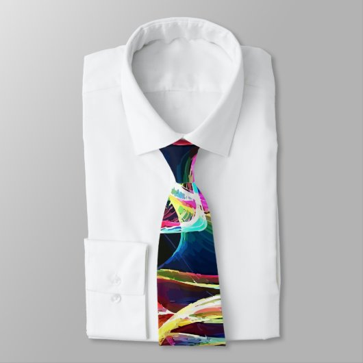 Neon Psychedelic Abstracte Wavy Electric Art Stropdas (Gebonden)