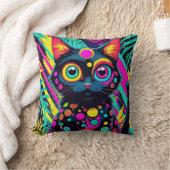 ✨ Neon Psychedelic Cat – Pop Art Design 🎨🐱 Kussen (Deken)