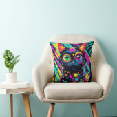 ✨ Neon Psychedelic Cat – Pop Art Design 🎨🐱 Kussen (Stoel)