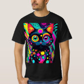 ✨ Neon Psychedelic Cat – Pop Art Design 🎨🐱 T-shirt (Voorkant)
