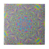 Neon Psychedelic Funky Floral Kaleidoscope Pattern Tegeltje (Voorkant)