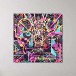Neon Psychedelic Luxury Lounge Art Canvas Afdruk
